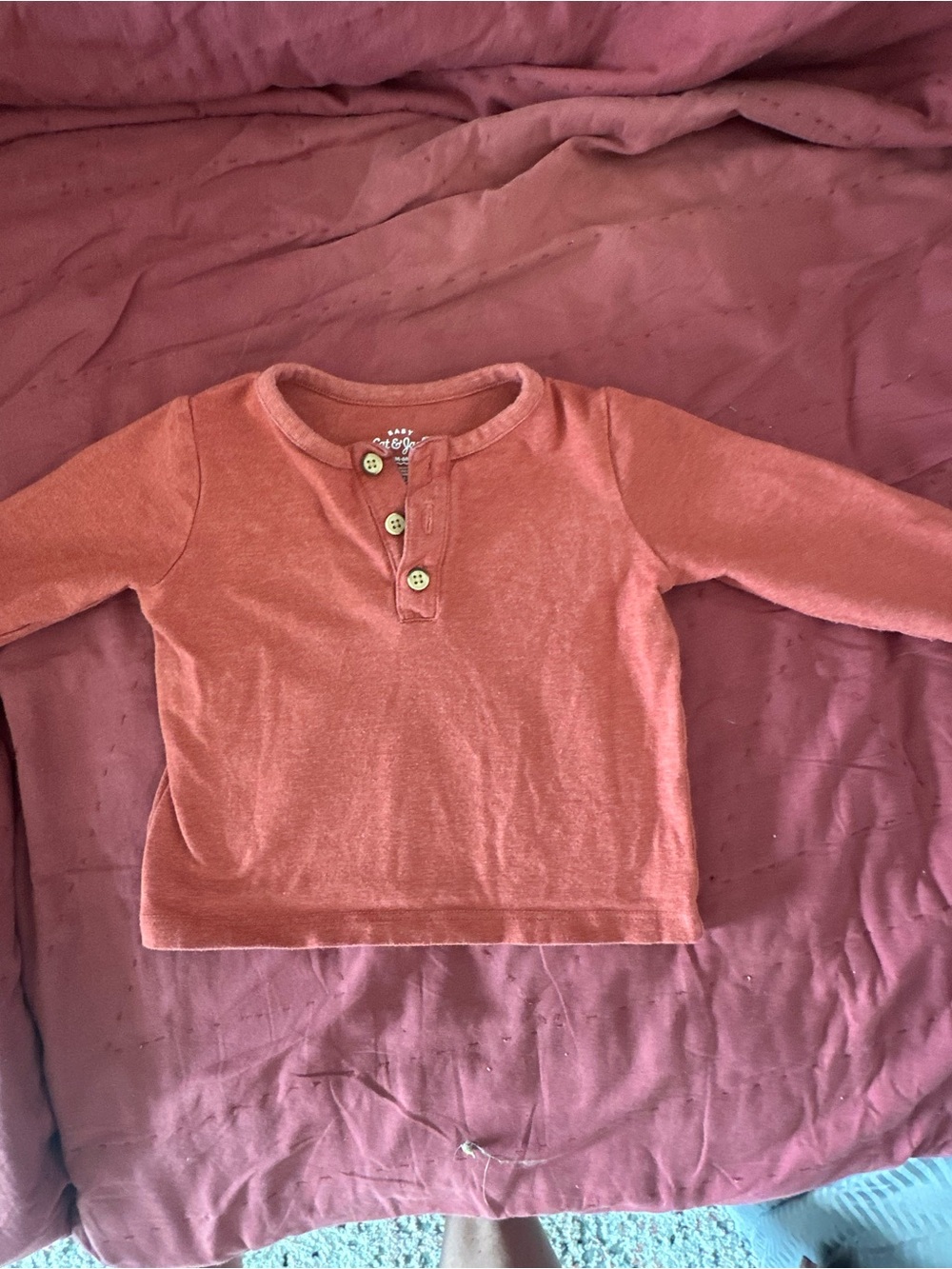 Cat & Jack Coral Henley Long Sleeve Top